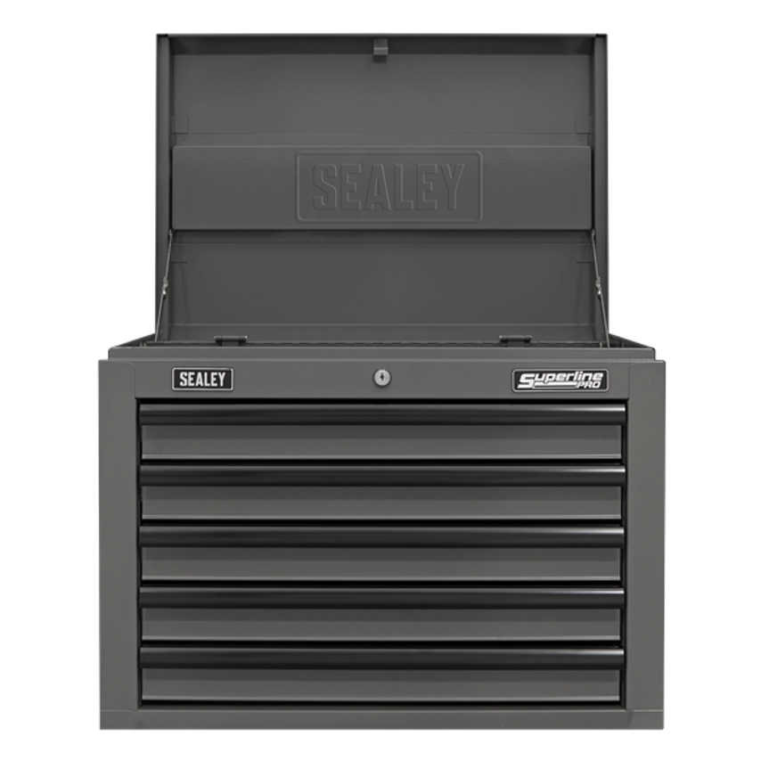 Topchest 5 Drawer with Ball-Bearing Slides - Grey/Black