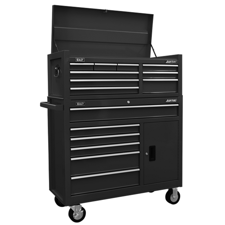 Topchest & Rollcab Combination 15 Drawer with BallBearing Slides Black
