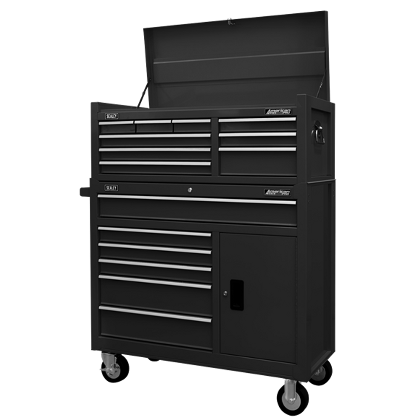 Topchest & Rollcab Combination 15 Drawer with BallBearing Slides Black
