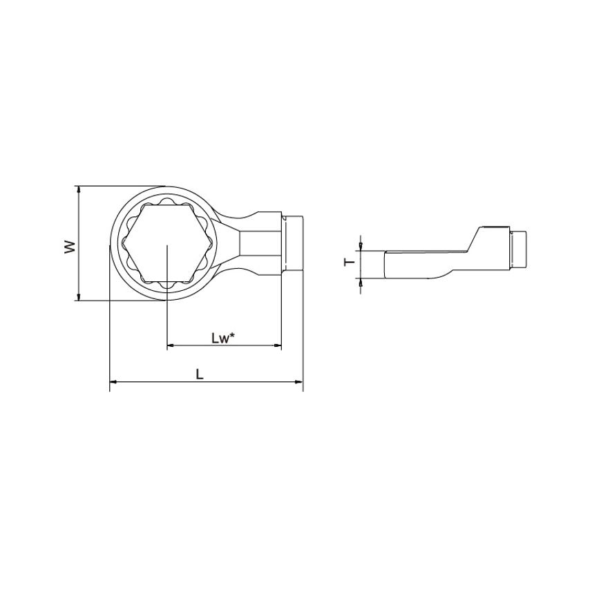 Torque Wrench 22mm Size 22mm L 98.5mm LW 56mm W 430g Matte Finished BS-7430-22