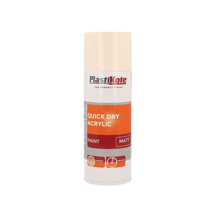 Trade Quick Dry Acrylic Spray Paint Matt Magnolia 400ml PKT71015