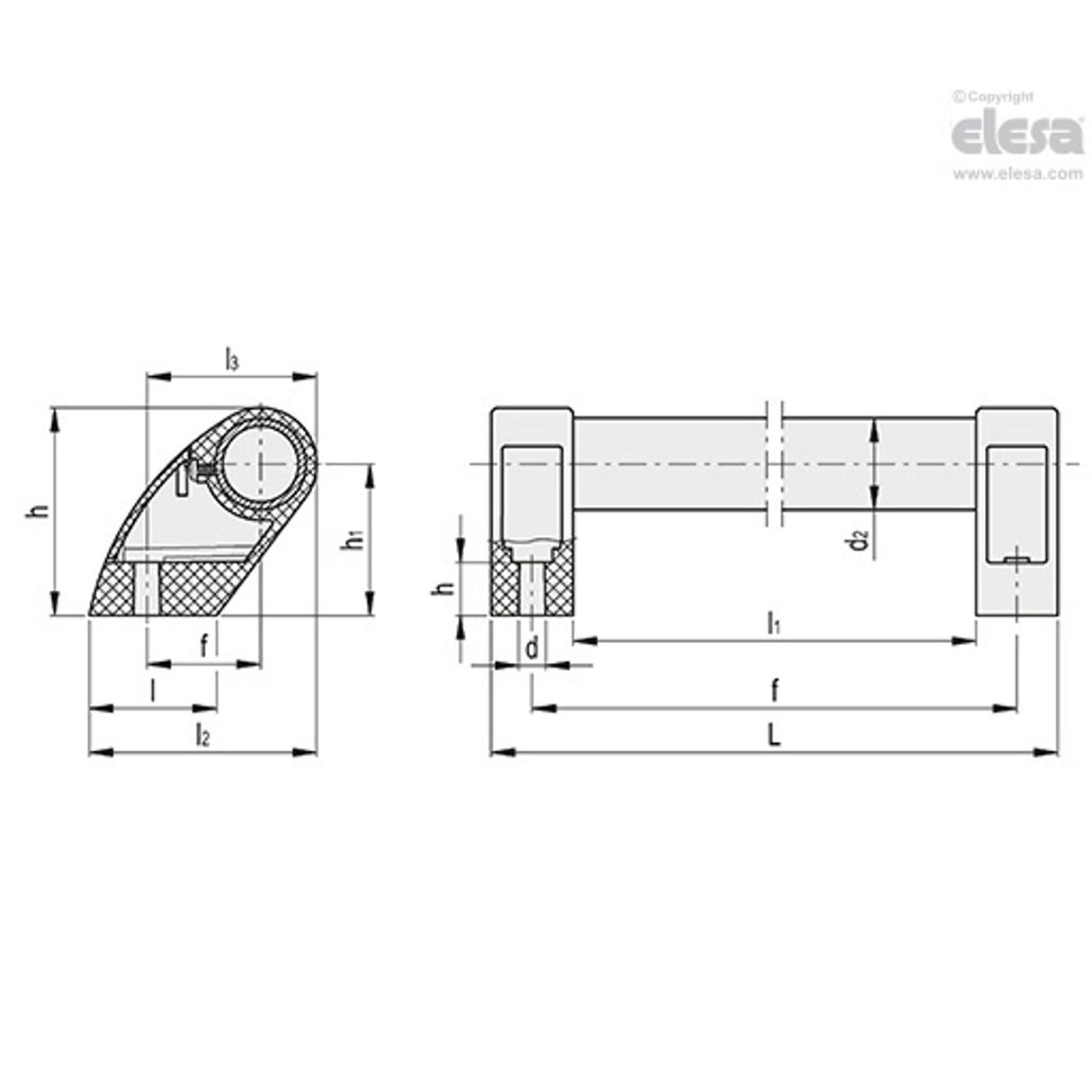 Tubular handle-M.1053/30-500-EP