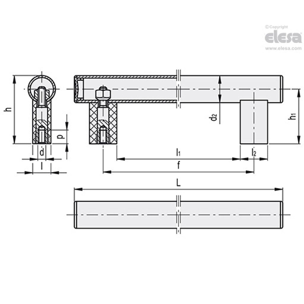 Tubular handle-M.1066 BM/30-200-AN