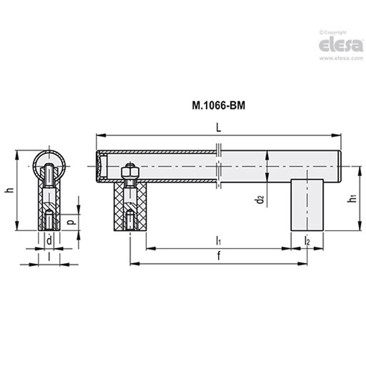 Tubular handle-M.1066 BM/30-250-EP