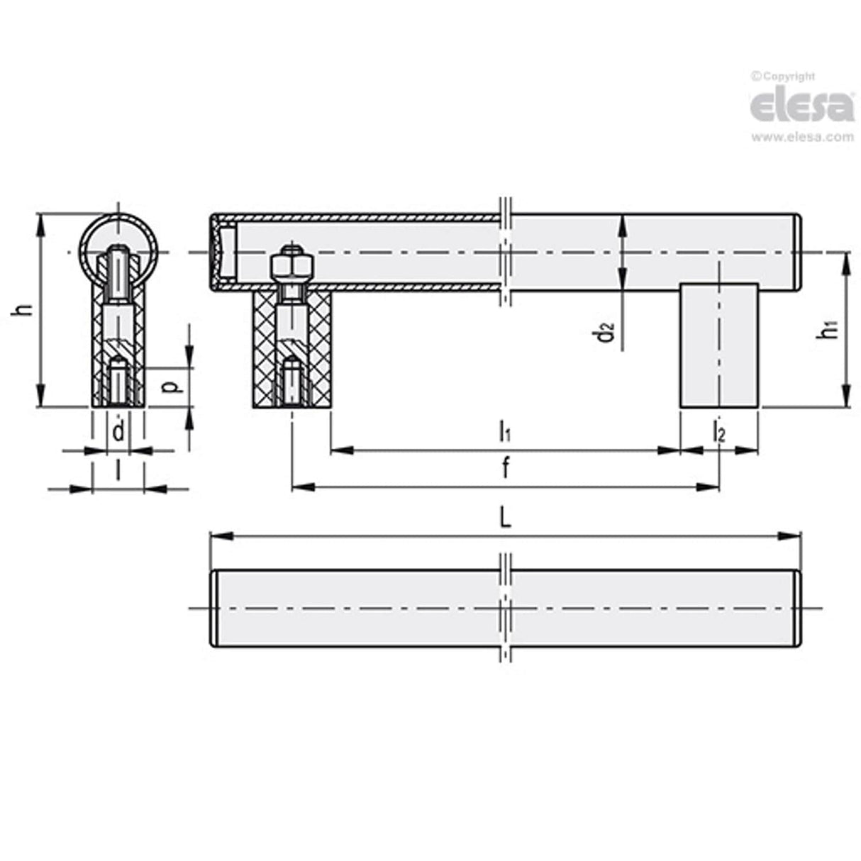 Tubular handle-M.1066 BM/30-400 CLEAN