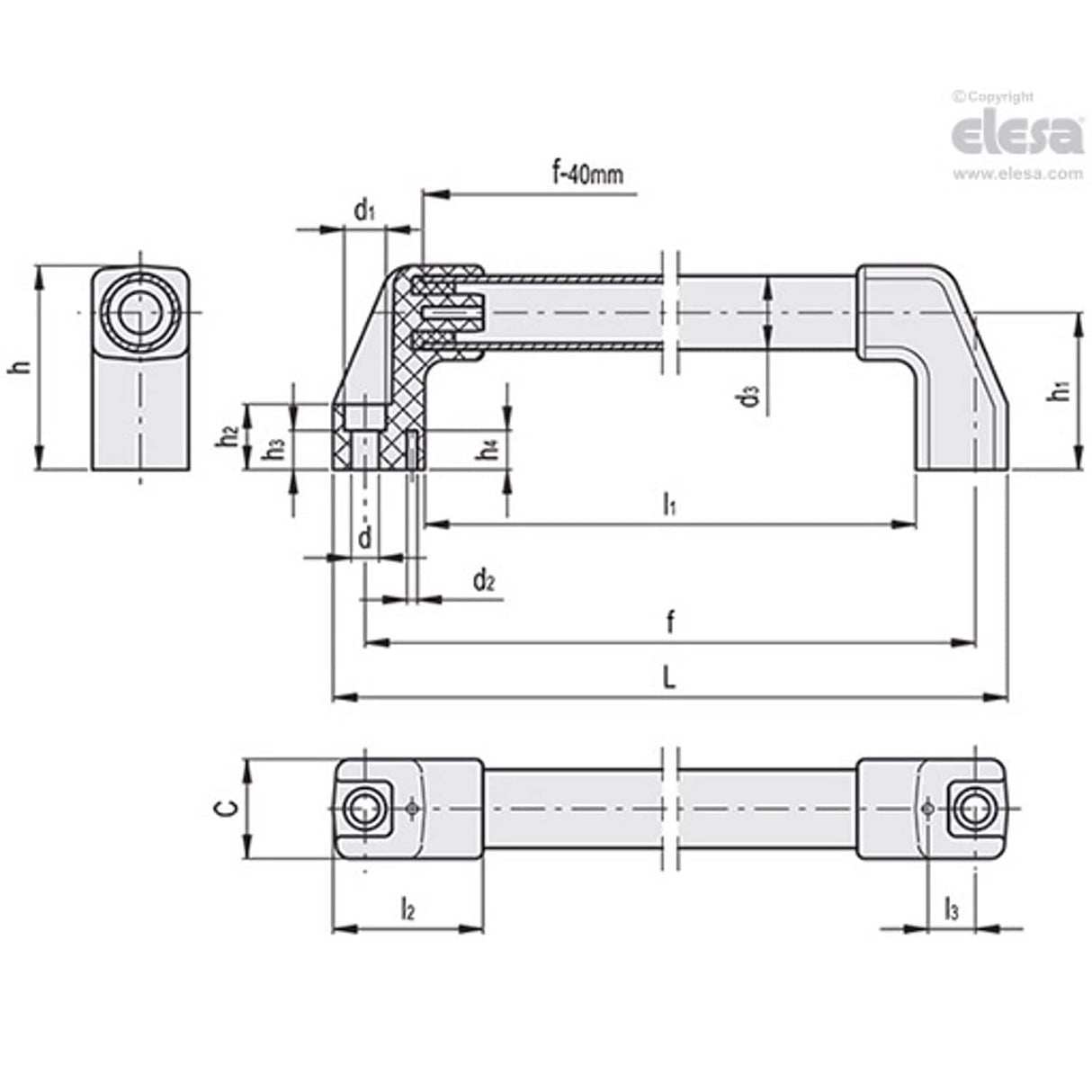 Tubular handle for electrical insulation-M.1043/30-500-HEI