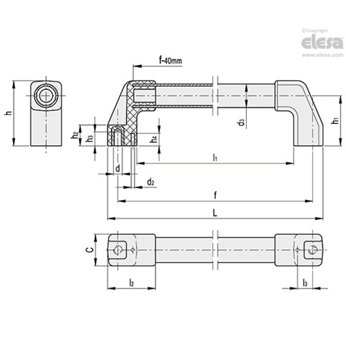 Tubular handle for electrical insulation-M.1043/30-500-HEI