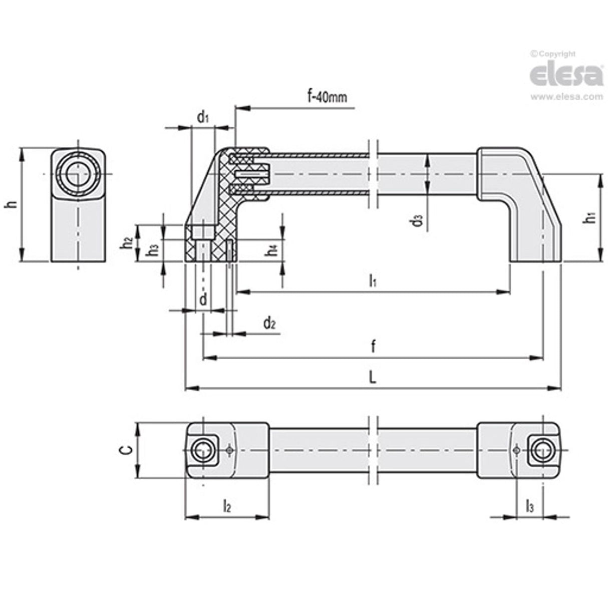 Tubular handle for electrical insulation-M.1043/30-700-HEI