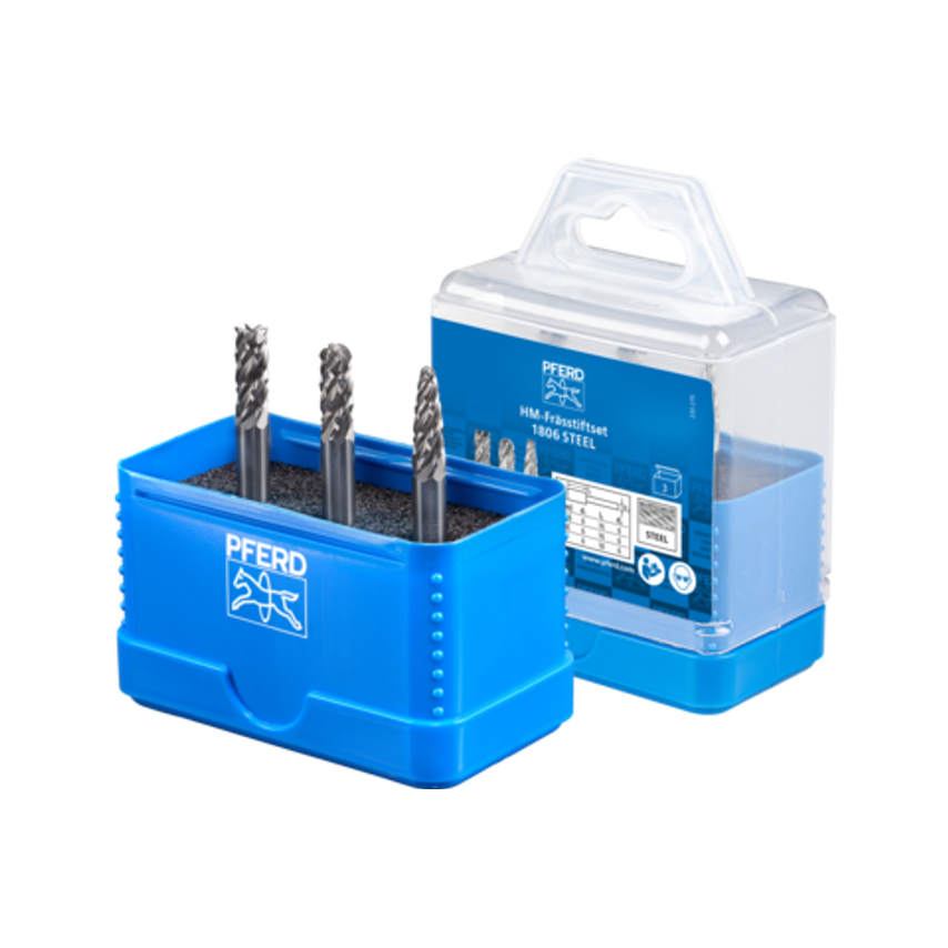 Tungsten Carbide High-Performance Burr Set 1806 Steel 3-Piece Shank Diameter 6 mm for Steel