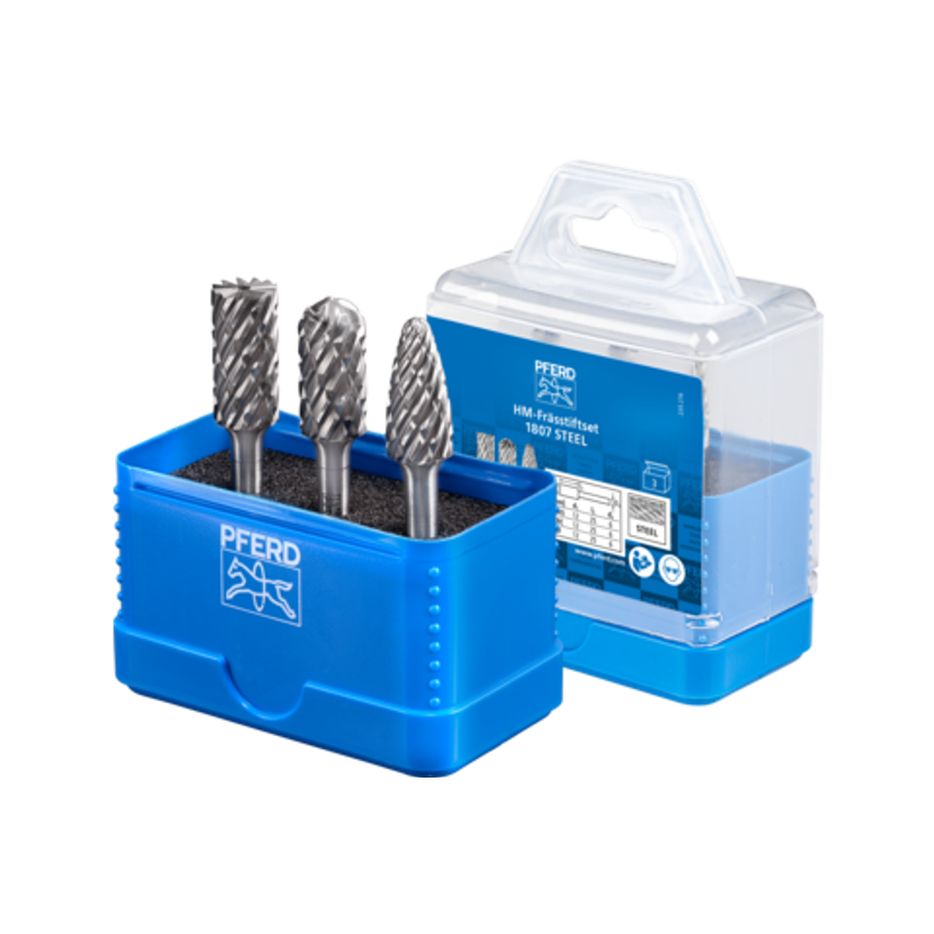 Tungsten Carbide High-Performance Burr Set 1807 Steel 3-Piece Shank Diameter 6 mm for Steel