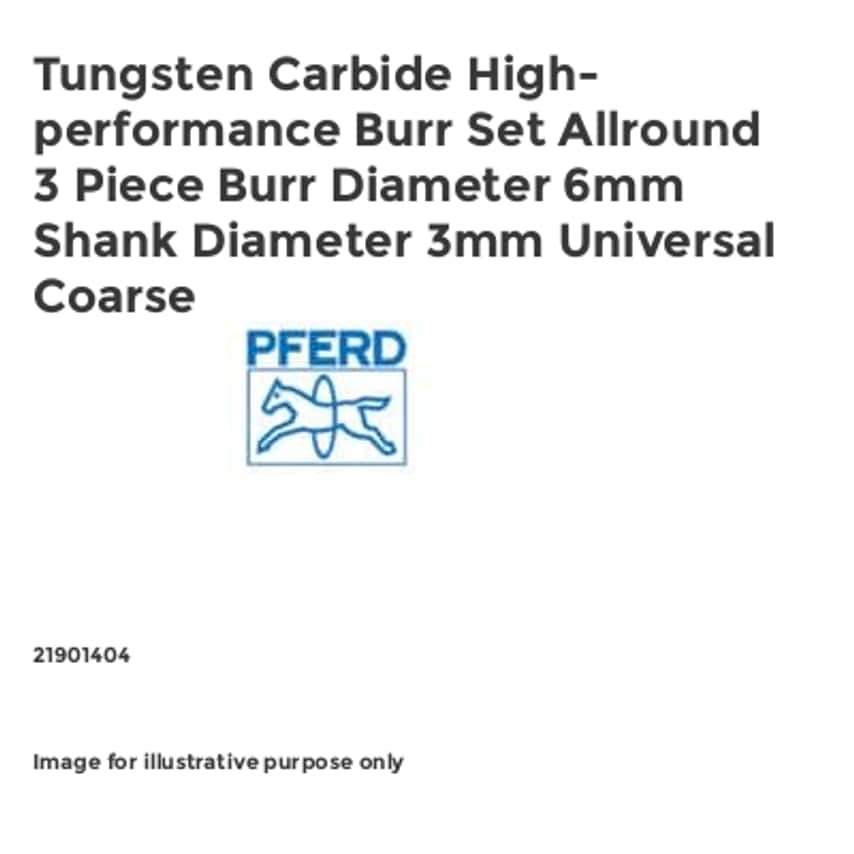 Tungsten Carbide High-performance Burr Set Allround 3 Piece Burr Diameter 6mm Shank Diameter 3mm Universal Coarse