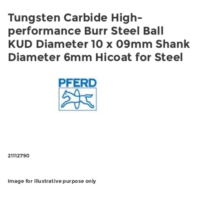 Tungsten Carbide High-performance Burr Steel Ball KUD Diameter 10 x 09mm Shank Diameter 6mm Hicoat for Steel
