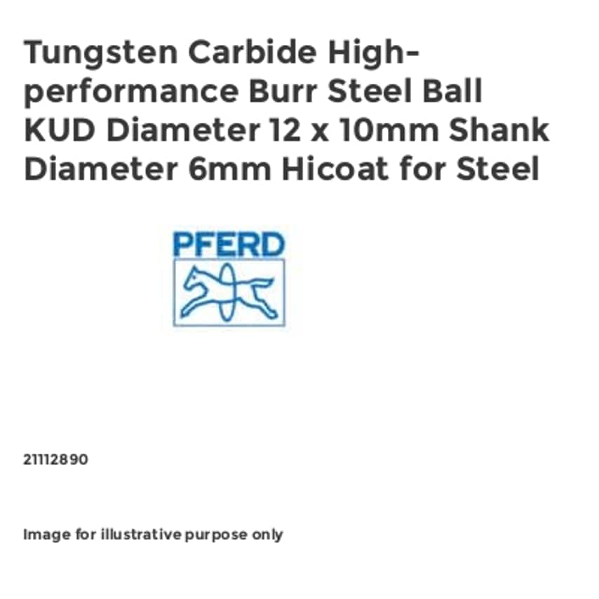 Tungsten Carbide High-performance Burr Steel Ball KUD Diameter 12 x 10mm Shank Diameter 6mm Hicoat for Steel