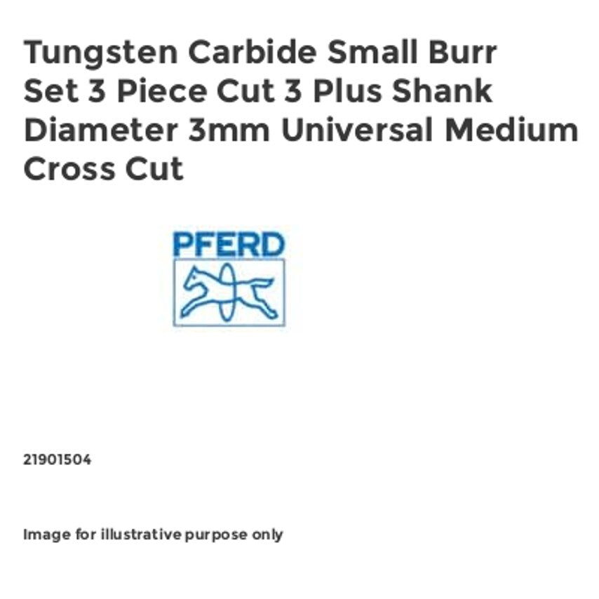 Tungsten Carbide Small Burr Set 3 Piece Cut 3 Plus Shank Diameter 3mm Universal Medium Cross Cut