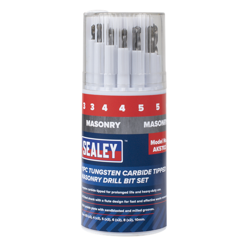 Tungsten Carbide Tipped Masonry Drill Bit Set - 11 Pieces