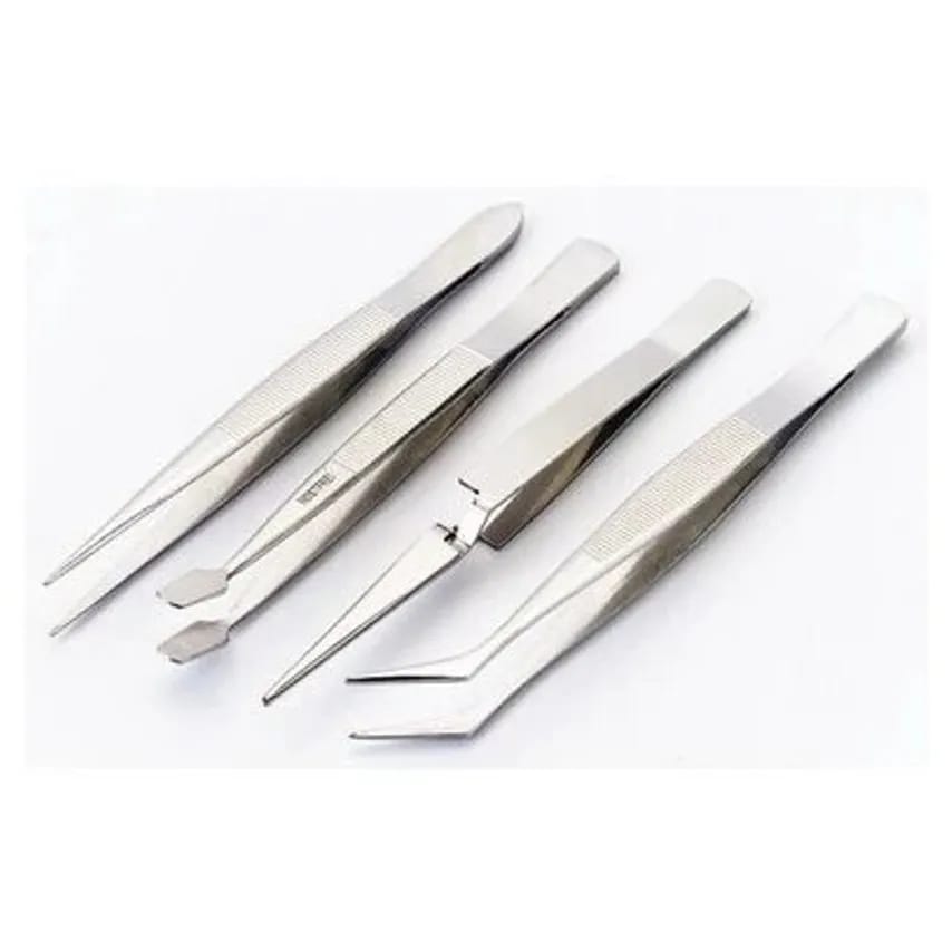 Tweezers 4 Piece Set Stainless Steel