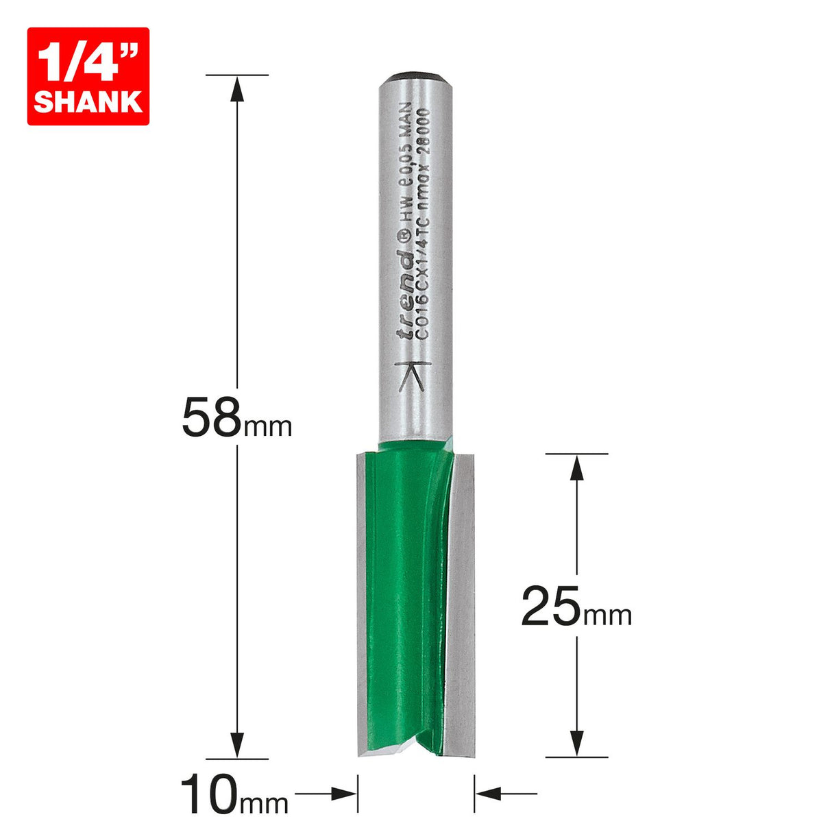 Two Flute Cutter 10mm Diameter - C016CX1/4TC