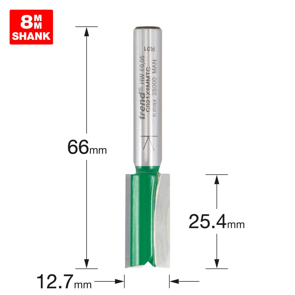 Two Flute Cutter 12.7mm Diameter - C021X8MMTC