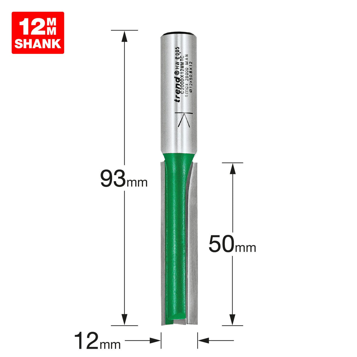 Two Flute Cutter 12mm Diameter - C200DX12MMTC