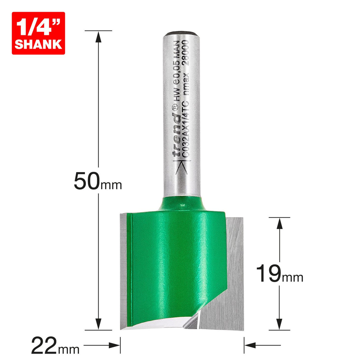 Two Flute Cutter 22mm Diameter - C032AX1/4TC