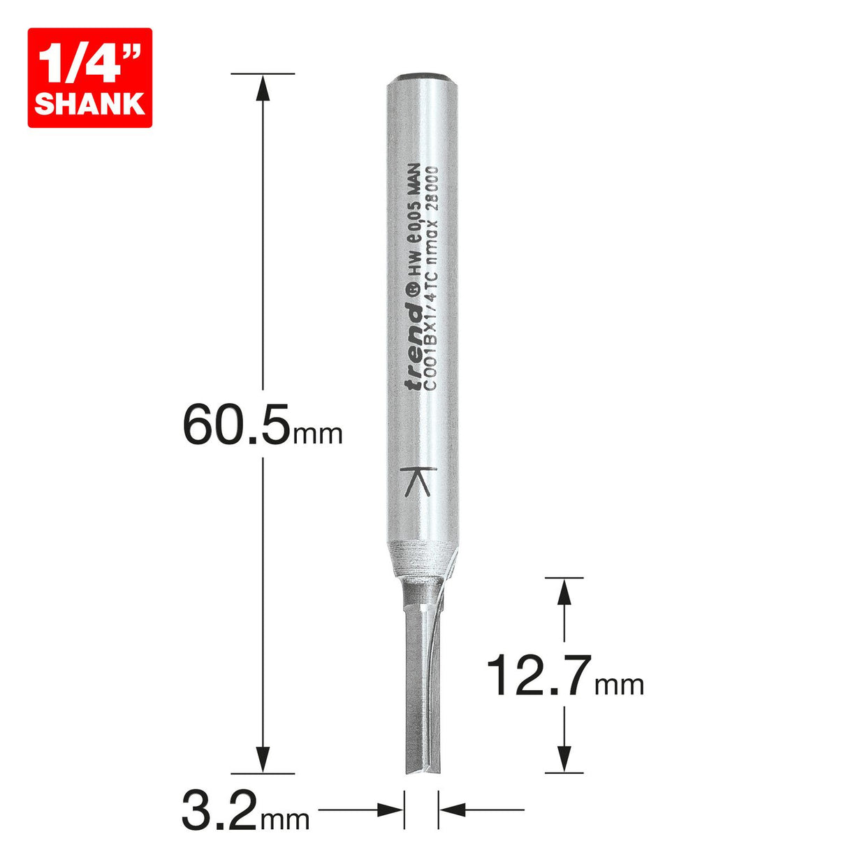 Two Flute Cutter 3.2mm Diameter - C001BX1/4TC