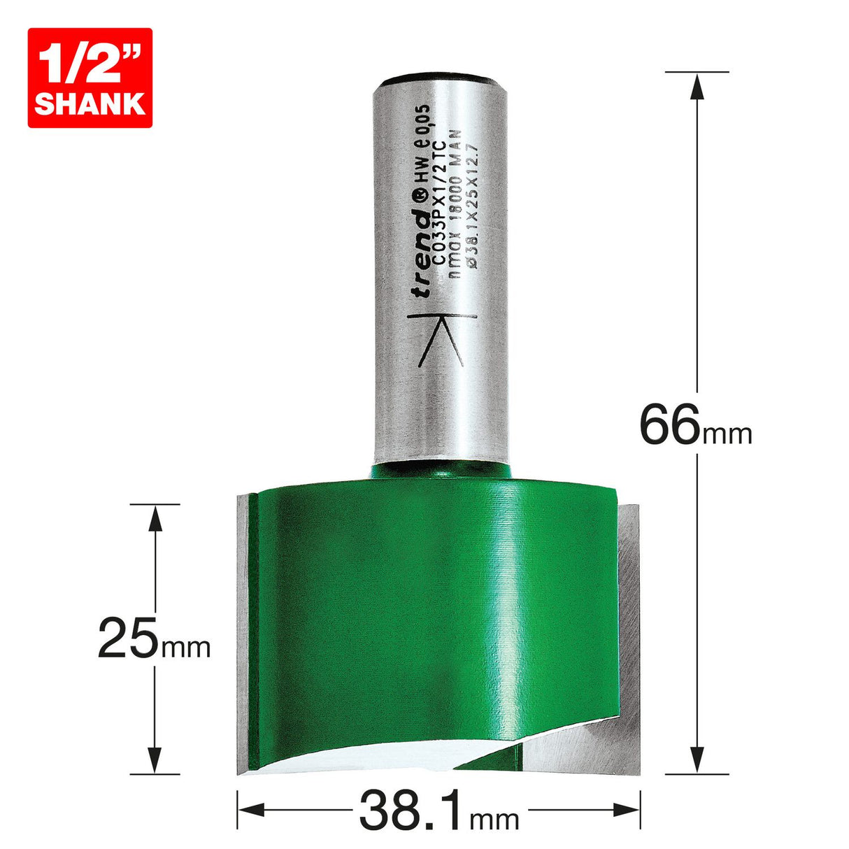 Two Flute Cutter 38.1mm Diameter - C033PX1/2TC