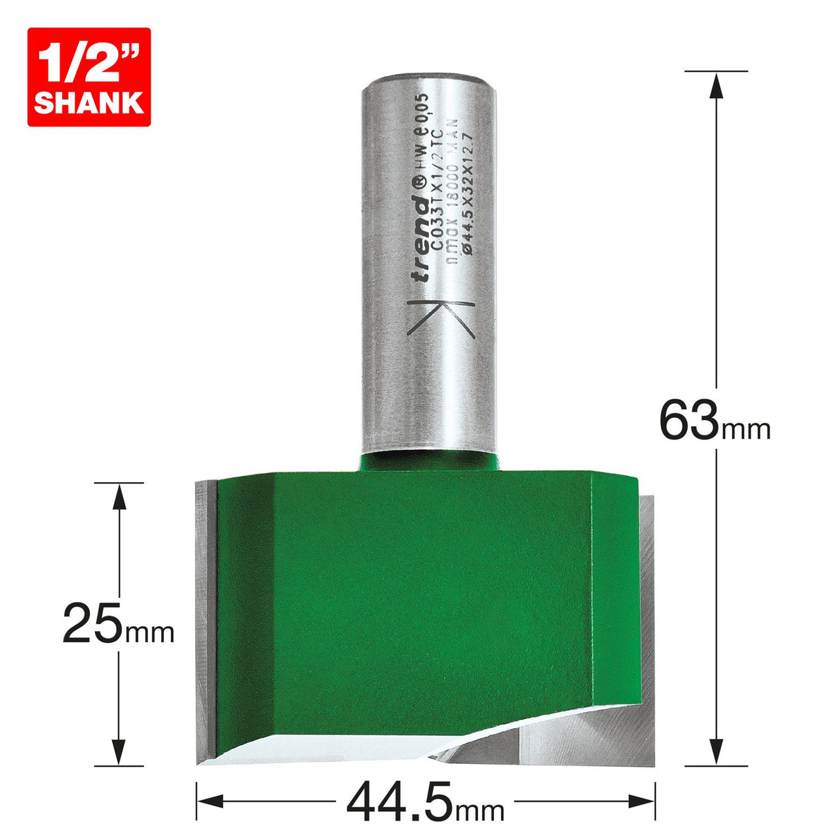 Two Flute Cutter 44.5mm Diameter - C033TX1/2TC