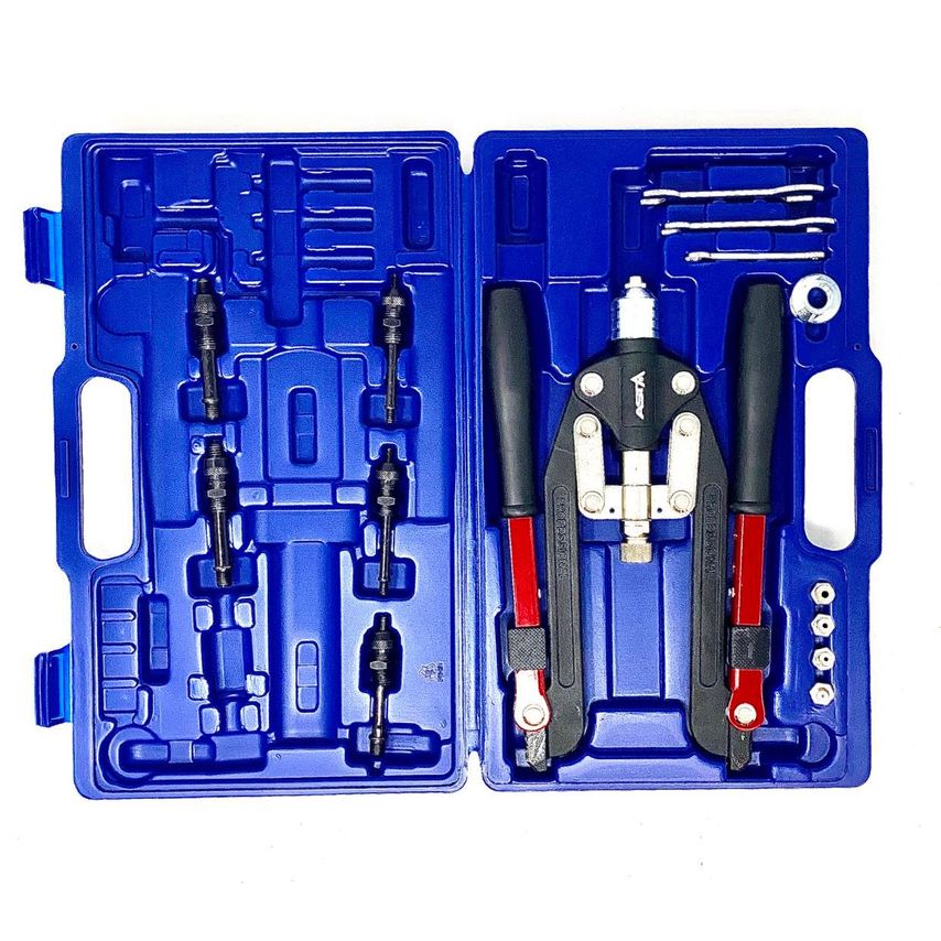 Two Hand Long Arm Riveter Threaded Blind Nut Riveting Foldable Set Kit