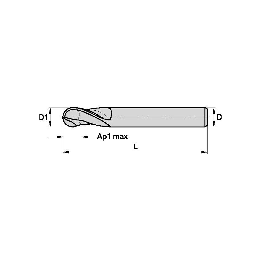 UEBD0250J2A End Mill UEBD D1=0.250 D=0.250
