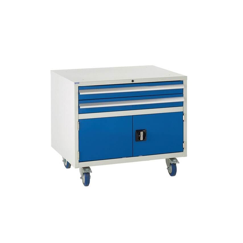 Under Bench Euroslide 2 Drawer & Cupboard 2 x 100mm, 1 x 300mm Green