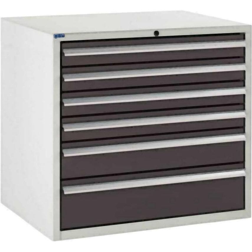 Under Bench Euroslide 3 Drawer Cabinet with Stand 1 x 150mm, 2 x 200mm - Dark Grey