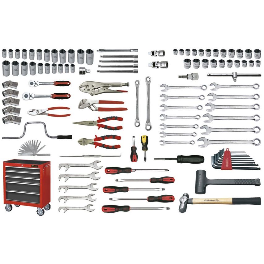 Universal Set 110 Pcs (Inch) with Roller Cabinet and Foam Trays 59147