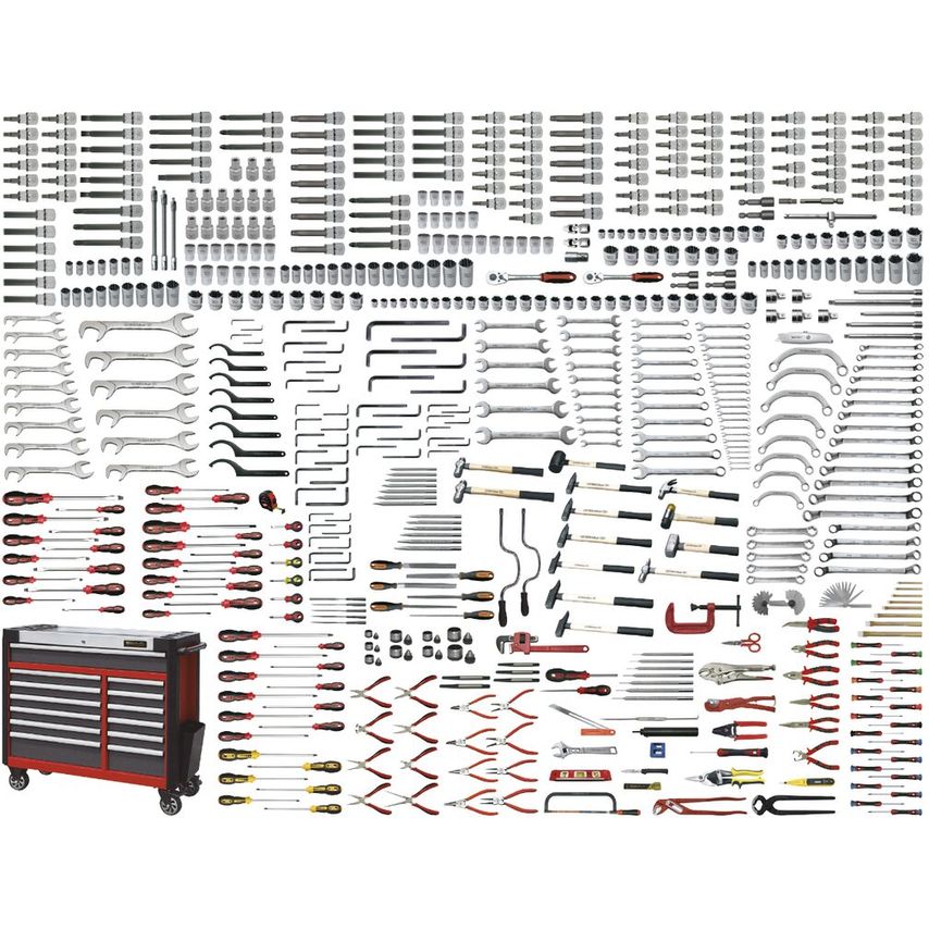 Universal Set 615 Pcs (Inch) with Roller Cabinet and Foam Trays 51700
