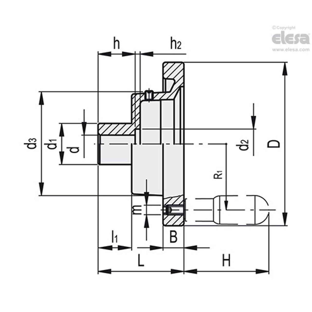 VAD-XX Handwheels for position indicators aluminium For gravity drive indicators with revolving handle VAD.160-GXX5 A-14+I
