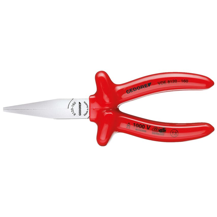 VDE Flat nose pliers with VDE dipped insulation