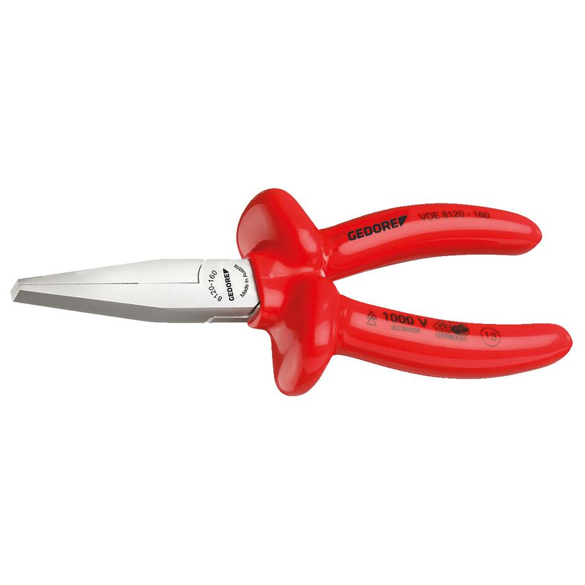 VDE Flat nose pliers with VDE dipped insulation