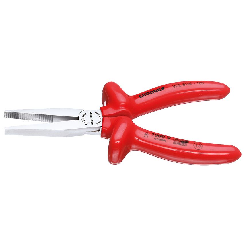 VDE Flat nose pliers with VDE dipped insulation