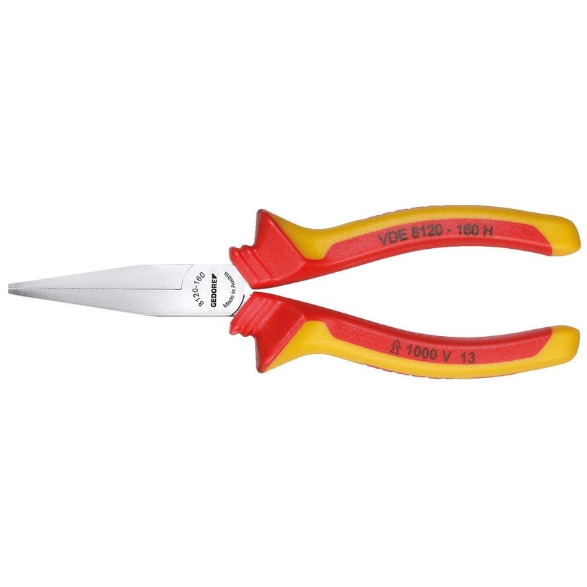 VDE Flat nose pliers with VDE insulating sleeves