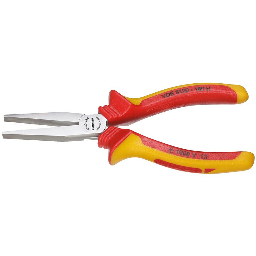 VDE Flat nose pliers with VDE insulating sleeves