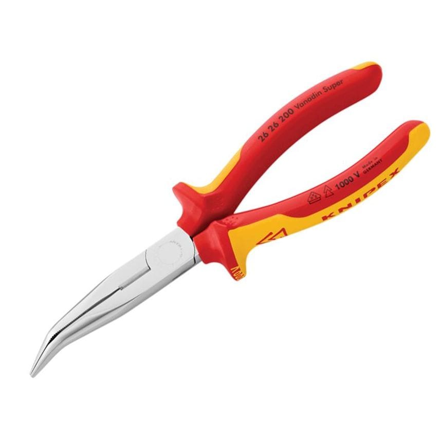 VDE Long Bent Snipe Nose Side Cutting Pliers 200mm KPX2626200
