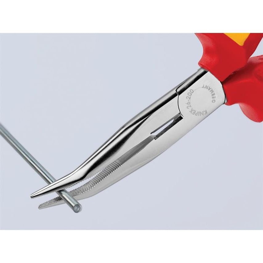 VDE Long Bent Snipe Nose Side Cutting Pliers 200mm KPX2626200