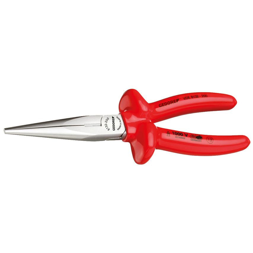 VDE Needle nose pliers with VDE dipped insulation