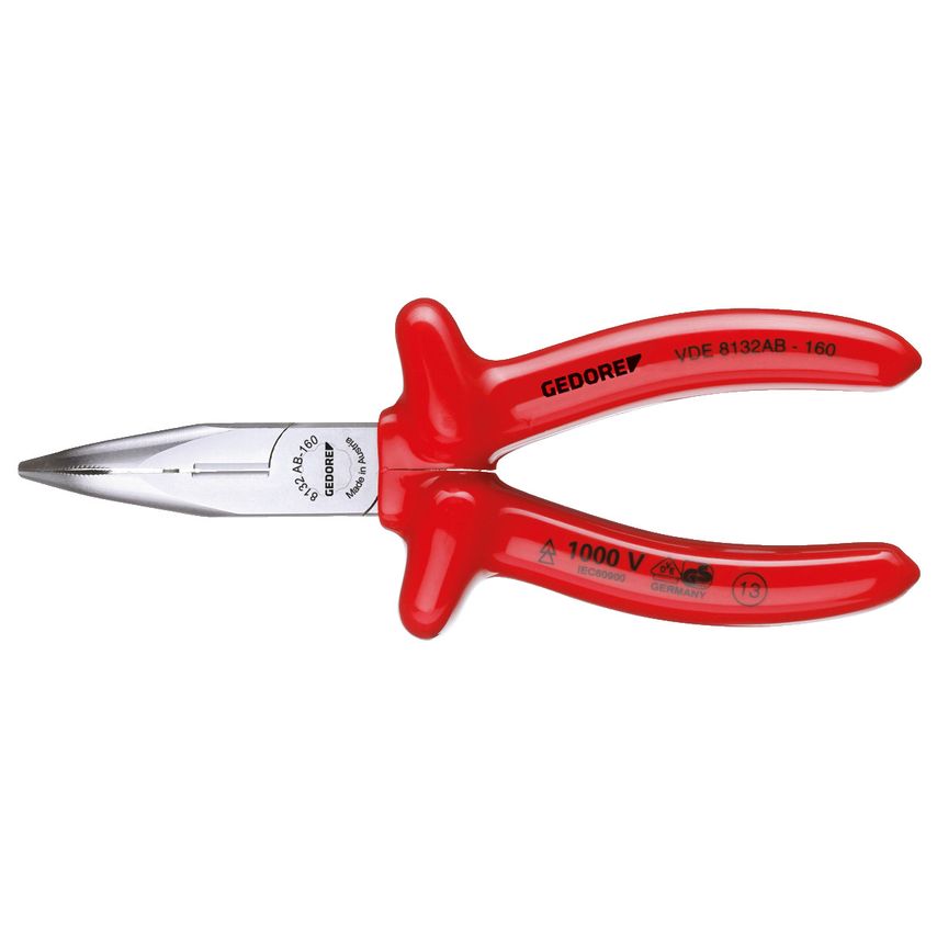 VDE Needle nose pliers with VDE dipped insulation
