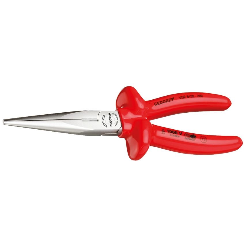 VDE Needle nose pliers with VDE dipped insulation