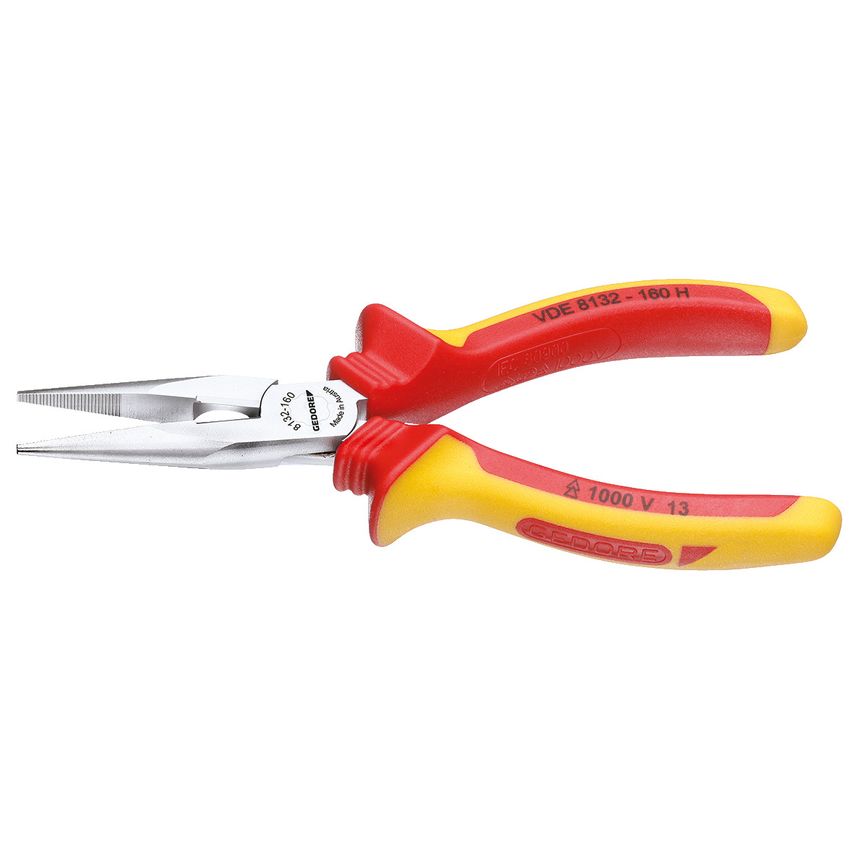 VDE Needle nose pliers with VDE insulating sleeves