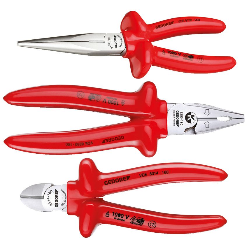 VDE Pliers set with VDE dipped insulation