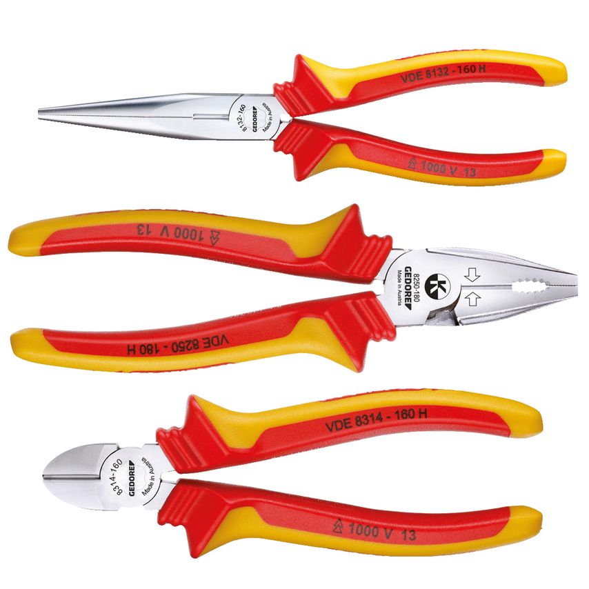 VDE Pliers set with VDE insulating sleeves