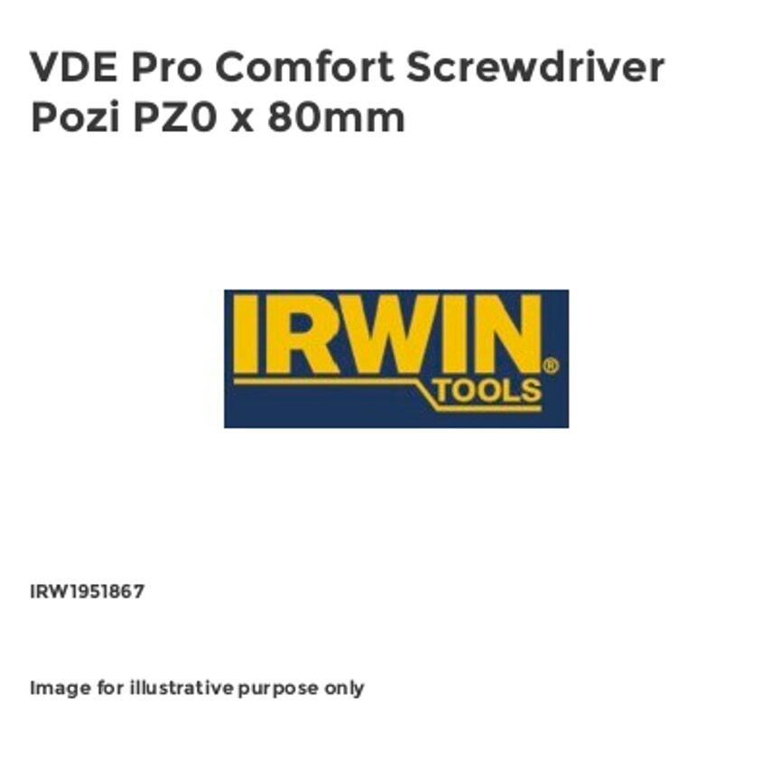 VDE Pro Comfort Screwdriver Pozi PZ0 x 80mm IRW1951867