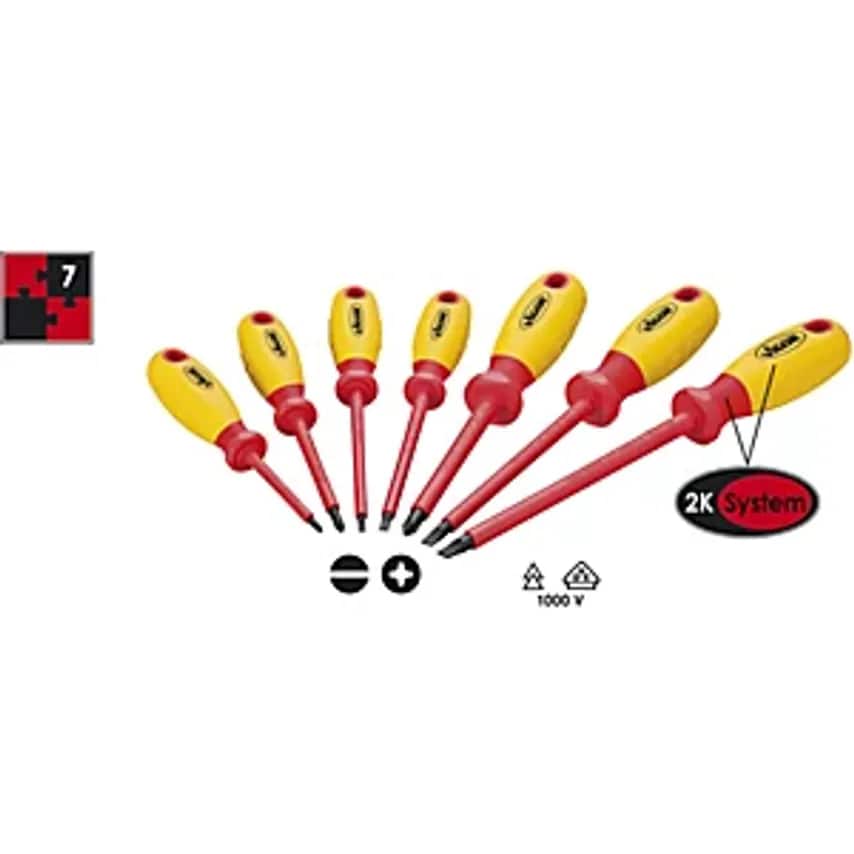 VDE Screwdriver Set, 7 Pieces, Suspension Hole In The Handle