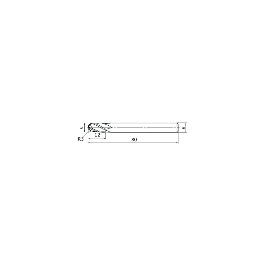 VF4MBR0300 6MM 4FL Ball Nose End Mill